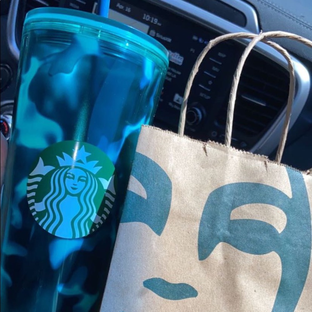 Starbucks Teal Blue Tortoise Swirl Summer 2020 Cup
